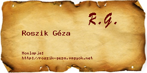 Roszik Géza névjegykártya